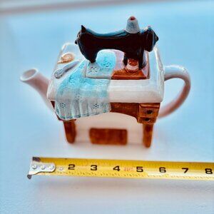 Whimsical Sewing Machine Teapot Ceramic Novelty Collectible Cottagecore Decor